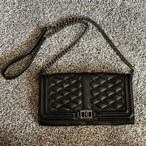 Rebecca Minkoff black leather crossbody or clutch.
